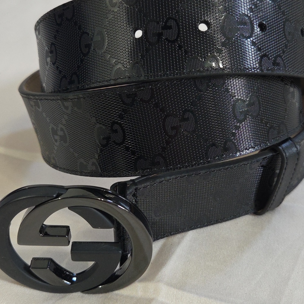 Gucci Black Imprime Monogram GG Belt - Picture 11 of 16